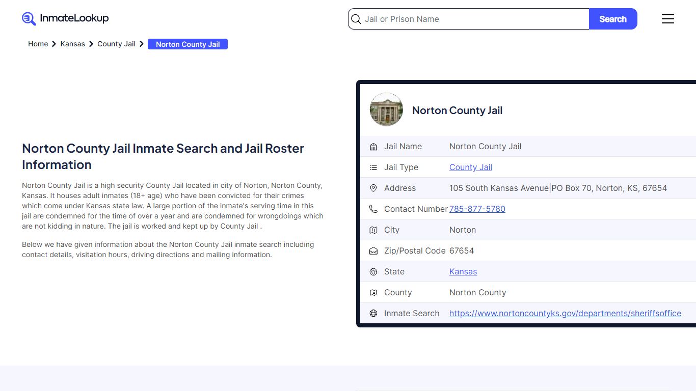 Norton County Jail Inmate Search - Norton Kansas - Inmate Lookup